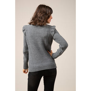 Pull en tricot de grossesse avec volants sur les épaules 