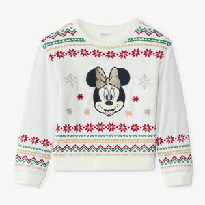 Pull manches longues doublé à motifs Noël Minnie Disney fille 