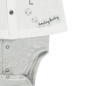 Body manches courtes effet 2 en 1 style chemise Smiley 