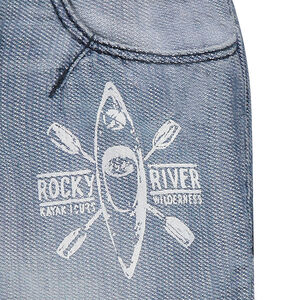 Bermuda en denim effet used avec print kayak 