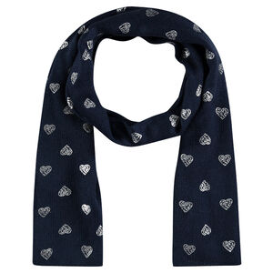 Chèche en tricot imprimé coeurs argentés 