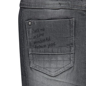 Jeans effet used et crinkle avec rivets fantaisie 