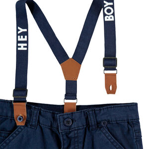 Pantalon droit uni à bretelles  