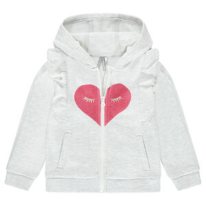 Gilet en molleton à capuche avec volants et motif fantaisie 