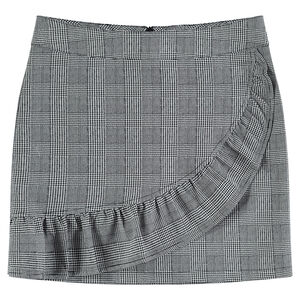 Junior - Jupe courte à carreaux Prince de Galles avec volant 