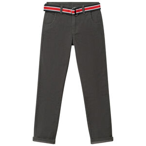 Pantalon droit en toile à ceinture rayée amovible 