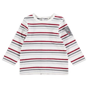 Tee-shirt manches longues avec rayures et badge 