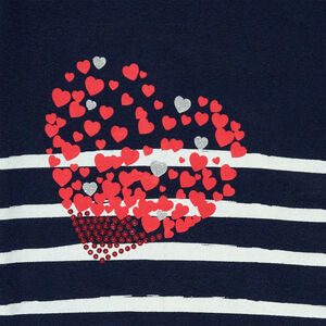 T-shirt manches longues en jersey à rayures et motif brillant 