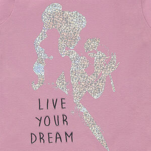 Tee-shirt en jersey uni avec princesse printée en foil iridescent 