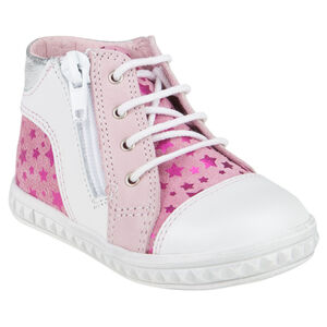 Bottillons roses avec imprimé étoiles à zip et lacets 