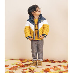 Doudoune matelassée tricolore à  capuche 