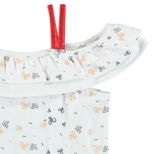 Combishort imprimée all-over avec bretelles pailletées 