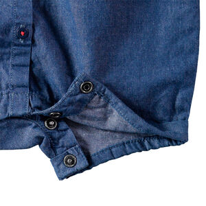 Combinaison courte en chambray avec volants et coeur printé 