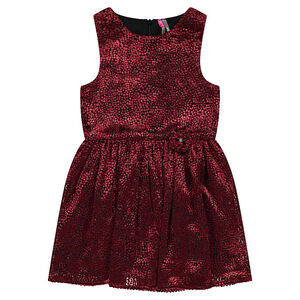 Robe volantée sans manches effet pois velours all-over  