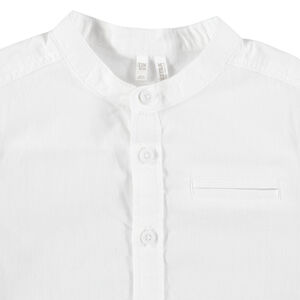 Chemise manches longues uni à col mao 