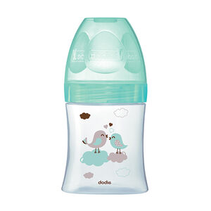 Biberon anti-colique en verre Initiation+ 150ml 0-6 mois - Vert oiseaux  