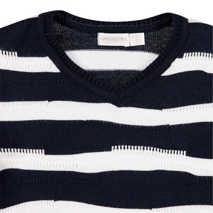 Pull en tricot avec rayures contrastées en jacquard 