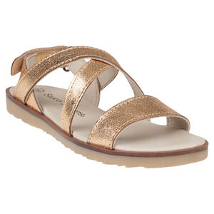 Nu-pieds dorés en cuir à lanières 