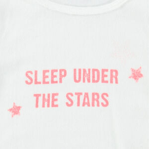 Pyjama en velours avec message printé et bas uni rose. 