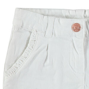 Short en coton avec biais volanté sur les poches 