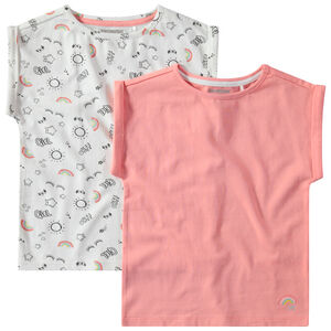 Lot de 2 t-shirts en coton uni / imprimé all-over 
