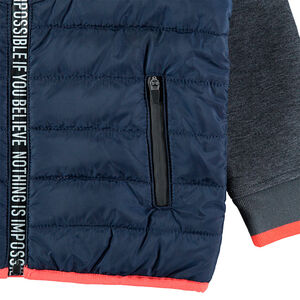 Doudoune bi-matière à capuche avec 3 poches zippées 