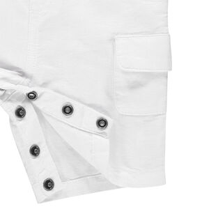 Salopette courte unie en lin et coton à poches 