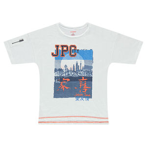 Tee-shirt manches courtes avec print Japon et zip sur la manche 