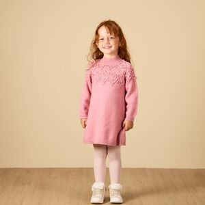 Robe manches longues en tricot uni pour bébé fille 