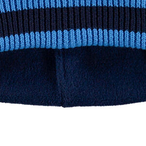 Bonnet en tricot rayé avec pompon et doublure en micropolaire 