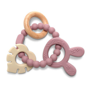 Anneau de dentition silicone Hêtre/Lapin Rose 