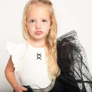 Robe manches courtes effet 2 en 1 bi-matière pour bébé fille 