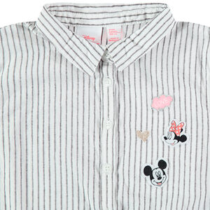 Chemise manches courtes à rayures et patchs Mickey Minnie Disney 