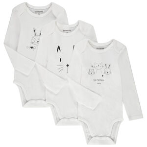 Lot de 3 bodies manches longues pour bébé (ouvertures différentes selon l'âge) 