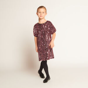 Robe de fête en sequins rose fille 