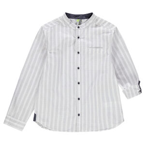 Junior - Chemise manches longues col mao à rayures verticales 