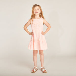 Robe sans manches vichy avec nœud brodé fille 