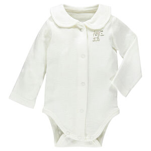 Body manches longues à col claudine en coton bio  