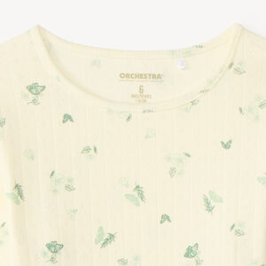 T-shirt manches longues pointelle imprimé papillons fille 