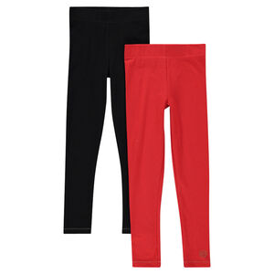 Lot de 2 leggings en jersey unis print logo 