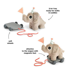 Peluche 2-en-1 jouet à tirer Elphee Sable 