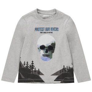 T-shirt manches longues en jersey avec tête de mort à sequins magiques 