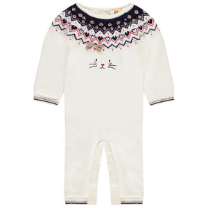 Combinaison longue en tricot jacquard pour bébé fille 