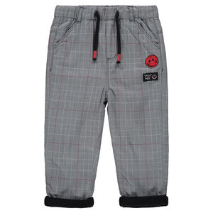 Pantalon en Prince de Galles avec badge Smiley doublé micropolaire 