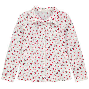 Chemise manches longues à coeurs imprimés all-over 