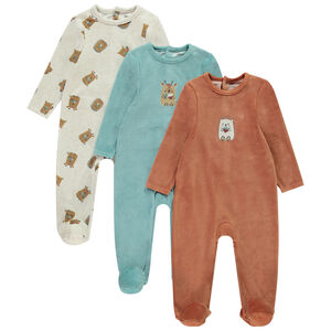 Lot de 3 dors-bien velours animaux pour bébé garçon avec ouvertures différentes selon l'âge 