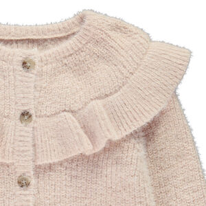 Gilet manches longues en tricot avec volantes fille 