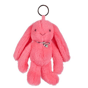 Peluche Porte-clé Lapin Fleurette 18cm Corail 
