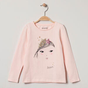 T-shirt manches longues en jersey avec princesse et couronne en sequins magiques 