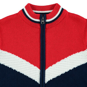 Junior - Gilet en tricot zippé avec larges bandes en jacquard style vintage 